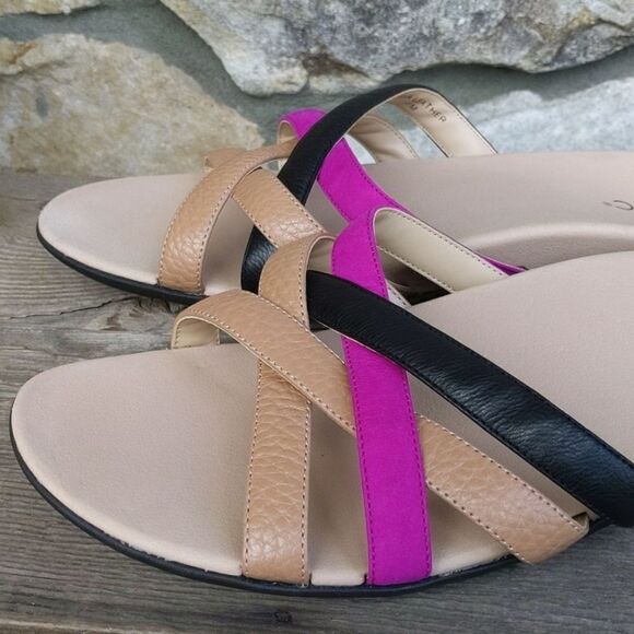 VIONIC Dava Leather Slide Comfort Sandals Size 11 M Strappy Slip On Neutrals - Picture 11 of 12